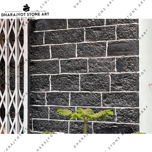 Textured Elegant Black Basalt Stone Wall Cladding