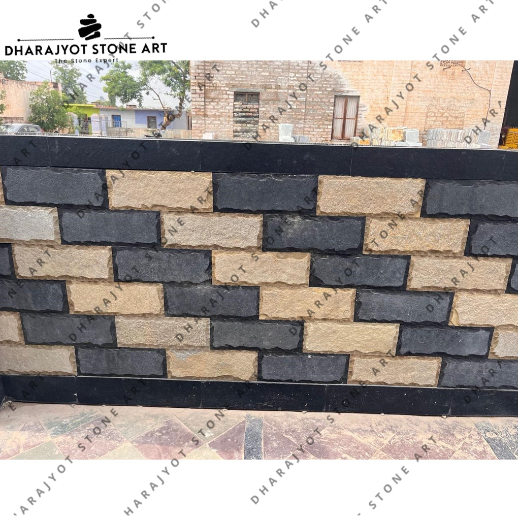 Modern Two-Tone Stone Wall Cladding – Dharajyot Stone Art