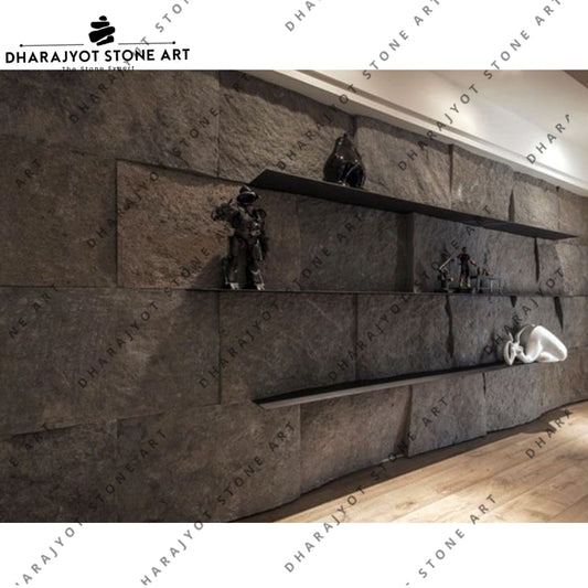 Elegant Dark Natural Stone Surface Design Wall Cladding