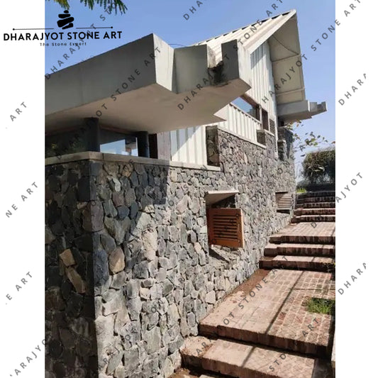 Elegant Exterior Natural Grey Stone Wall Cladding