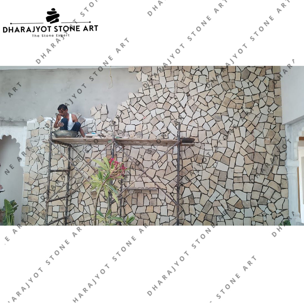Elegant Beige Hand-Cut Natural Stone Wall Cladding