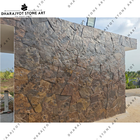 Handcrafted Brown Slate Stone Wall Cladding