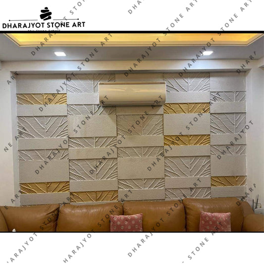 Luxury Handcrafted 3D Leaf-Design Natural Stone Wall Cladding