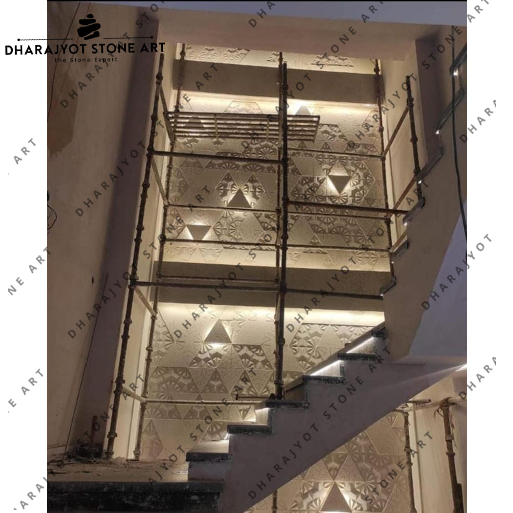 Luxurious Hand Carved Geometric Stone Wall Cladding
