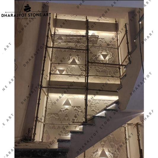 Luxurious Hand Carved Geometric Stone Wall Cladding