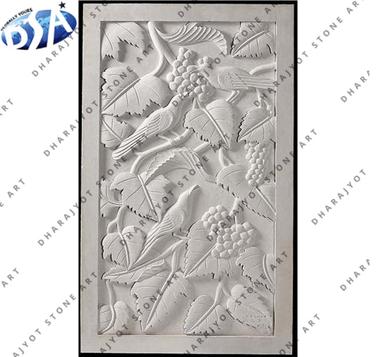 Natural Stone Carved Marble Flower Wall Hanging