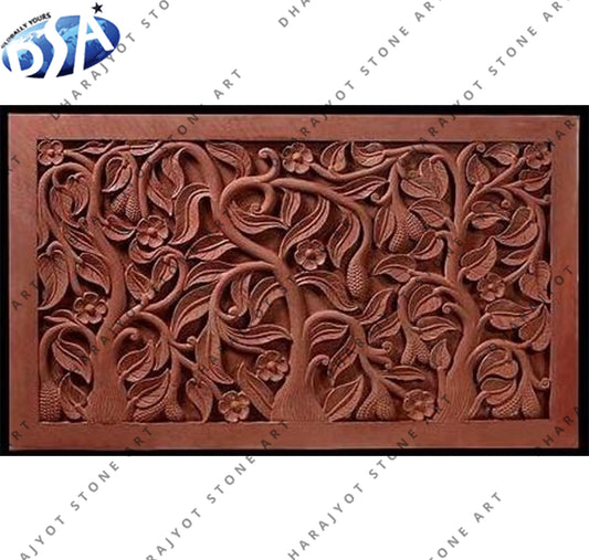Natural Red Marble Carving Home Wall Hanging