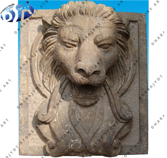 Lion Head Hand Carving Wall Hanging
