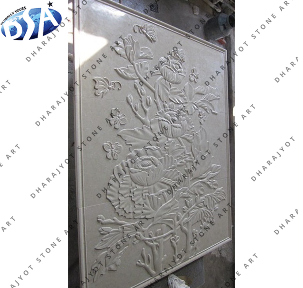 Custom Design Polished White Beige Marble Wall Hanging