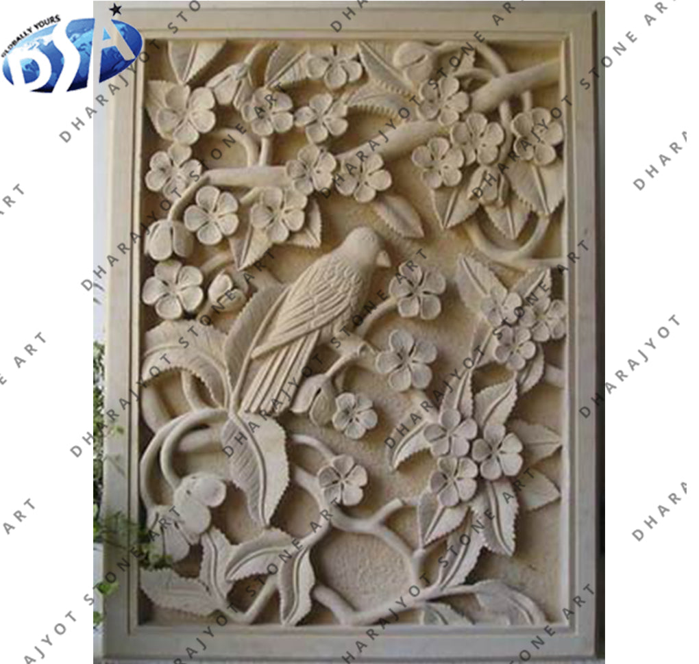 White Marble Hand Carving for Home Decoration Wall Hanging