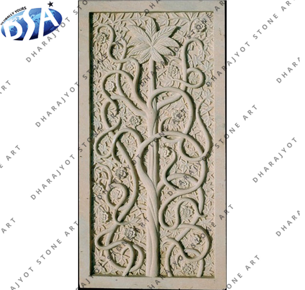 Flower And Leaves Stone Wall Hanging