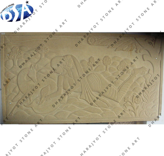 Traditional Indian Lady Scene Handcrafted Stone Wall Hanging