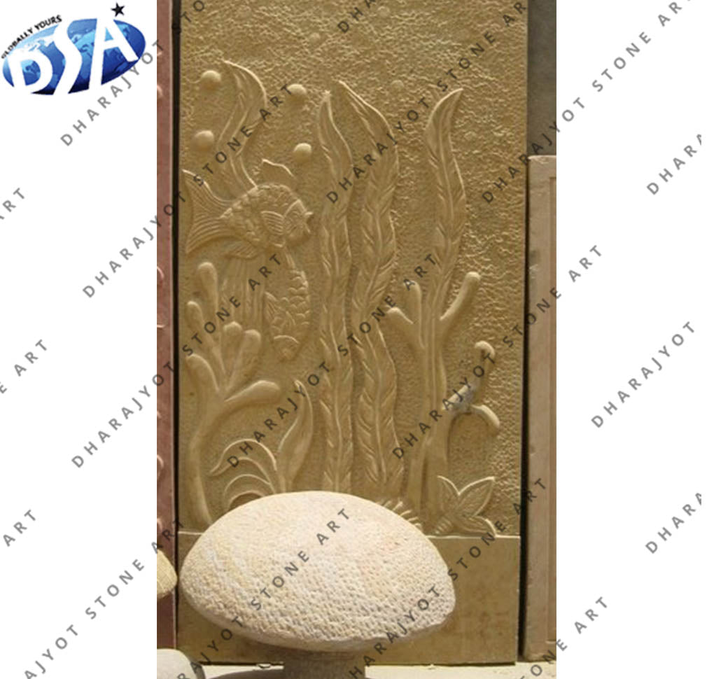 Handcrafted Floral Vine Design Sandstone Wall Hanging