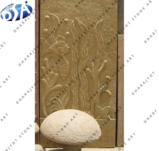 Handcrafted Floral Vine Design Sandstone Wall Hanging