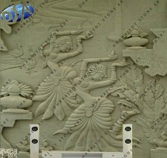 Custom Hand Carved Natural Stone Marble Sculpture Wall Hanging