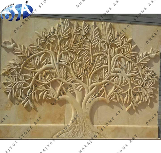 Customized Teak Wood Sandstone Wall Hanging