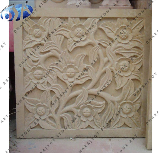 Home Decoration Smooth Flower Design Stone Wall Hanging