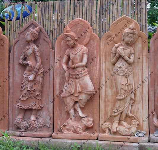 Indian Classical Hand Carved Thai Dancer Stone Wall Hanging