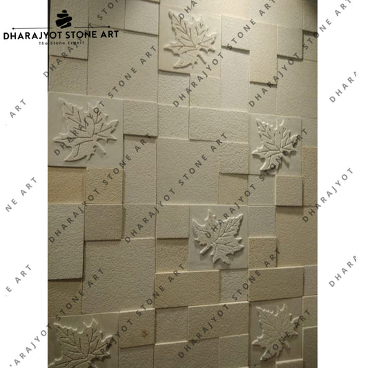 Custom Hand Carved Natural Stone Wall Mural
