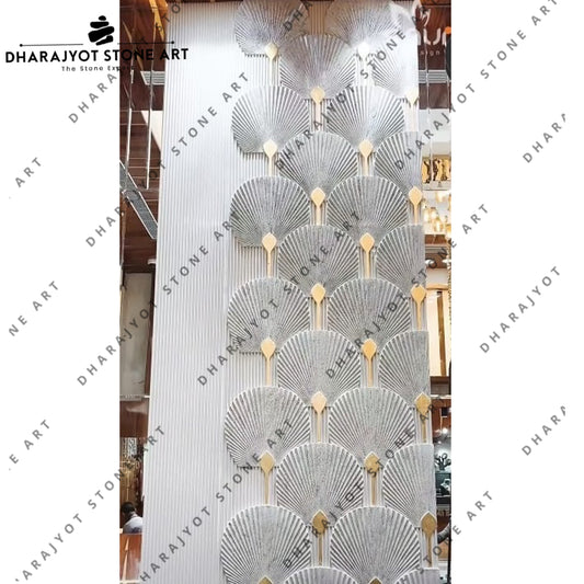 Matte Rectangle Decorative White Marble Wall Mural