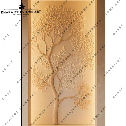 Nature Handcrafted Decorative Wall Tree Pattern Stone Mural