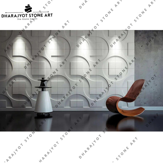 Luxury Home Geometric Circle 3D Stone Design Wall Mural