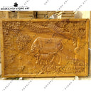 Antique Finish Sculpture Cow & Calf Bas-Relief Stone Wall Hanging