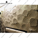 Natural Leaf Pattern Carved Stone Mural