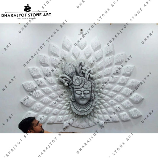 3D Handcrafted Krishna Stone Wall Mural
