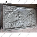 Elegant 3D Hand-Carved Marble Radha Krishna Wall Mural