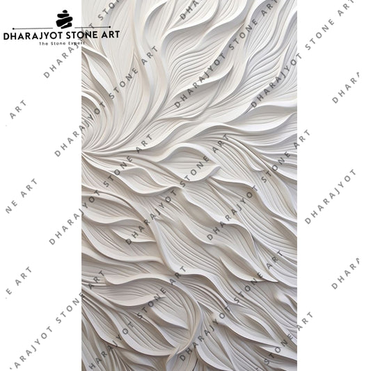 Hand-Carved Abstract Wave Pattern Stone Wall Mural