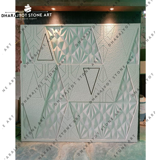 Modern Triangle Geometry and Carved Diamond Stone Wall Mural