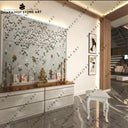3D blossoms Handcrafted Floral Stone Wall Mural