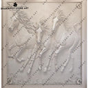 Elegant Hand-carved Running Horses Stone Wall Mural