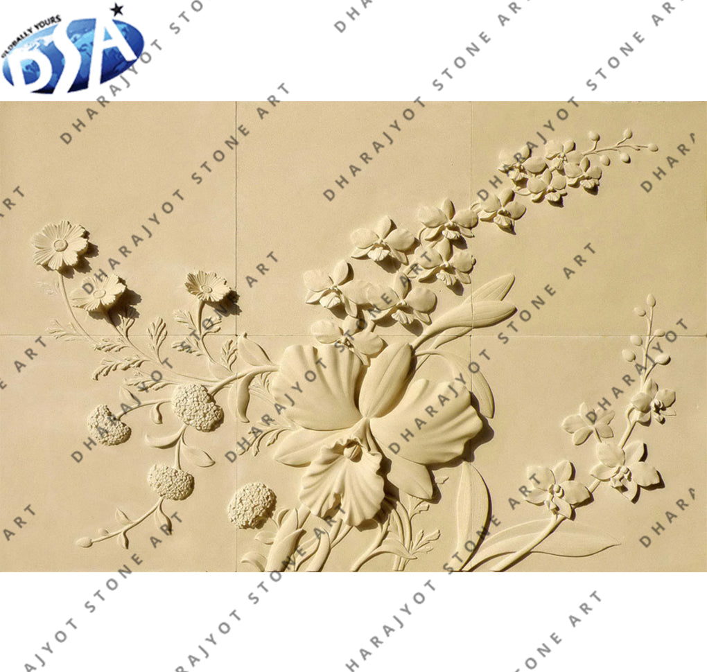Decorative Handcrafted 3D Stone Floral Natural Stone Wall Hanging