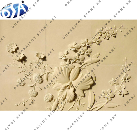 Decorative Handcrafted 3D Stone Floral Natural Stone Wall Hanging
