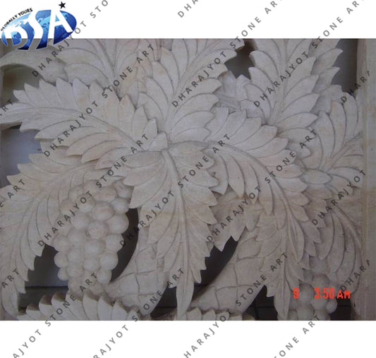 Luxury Wall Décor Natural Stone Grape Leaf Carving Wall Hanging