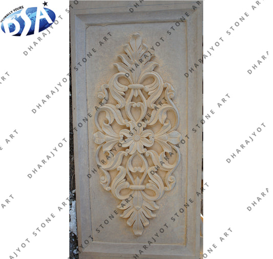 Hand Carved Pure White Marble Art Flower Wall Hanging