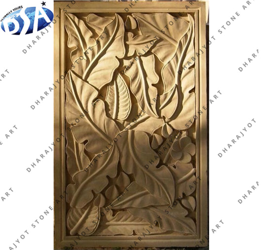 Customized Antique Design Stone Carving Flower Wall Hanging