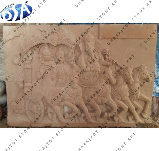 Pink Sandstone Carving Wall Hanging
