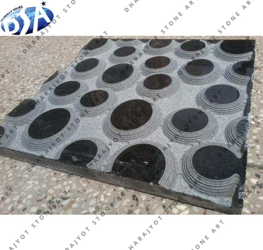 Bold Black and Grey Design Modern Natural Stone Hand Carved Wall Panel
