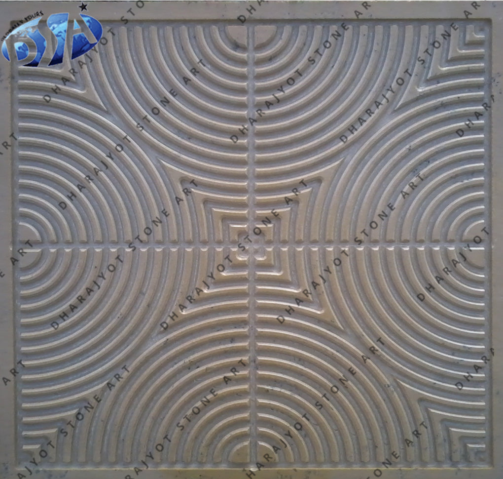 Elegant Geometric Design Stone Hand Carved Wall Panel