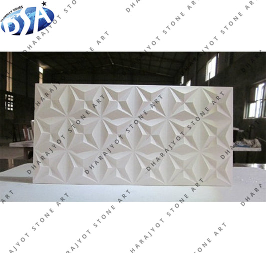 Hand-Carved Star Pattern Design Marble Wall Panel