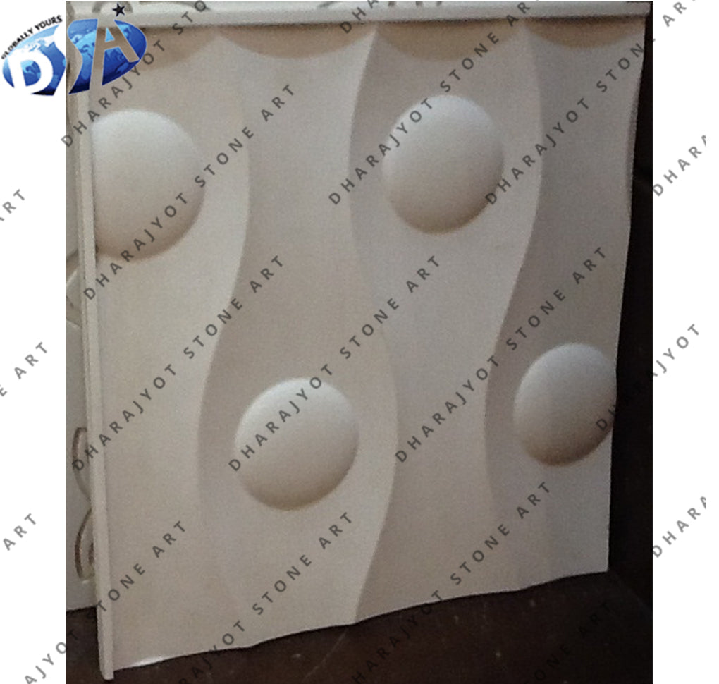 Natural Stone Hand Carved 3D Circular Dome Pattern Wall Panel