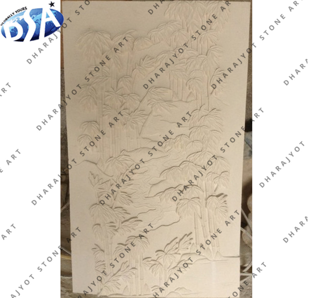 Elegant Nature-Inspired Decor Natural Stone Hand Carved Wall Panel