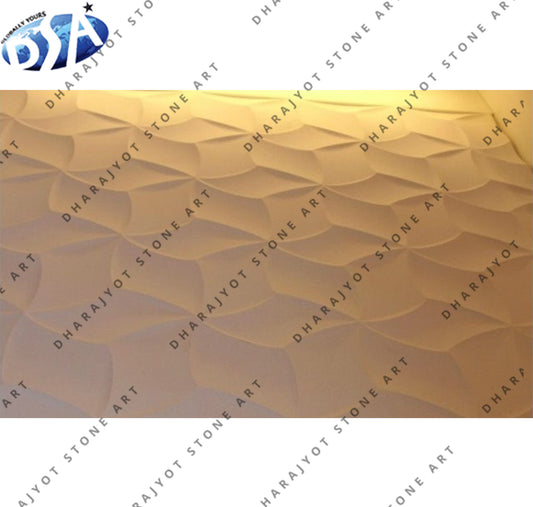 Living Room Fish Scale Pattern Carved 3D Textured Stone Wall Panel
