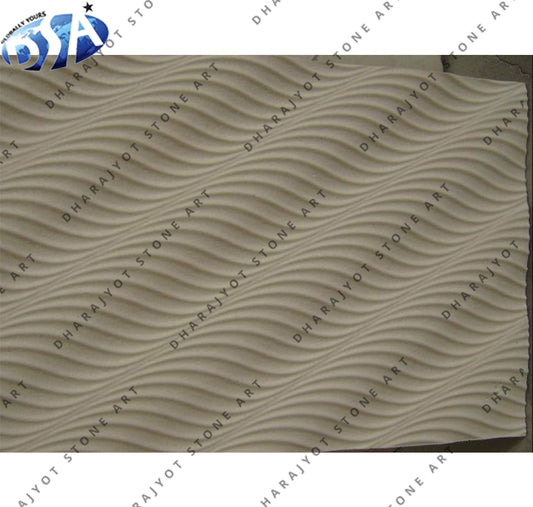 Handcrafted Decorative Wave Pattern Stone Wall Mural