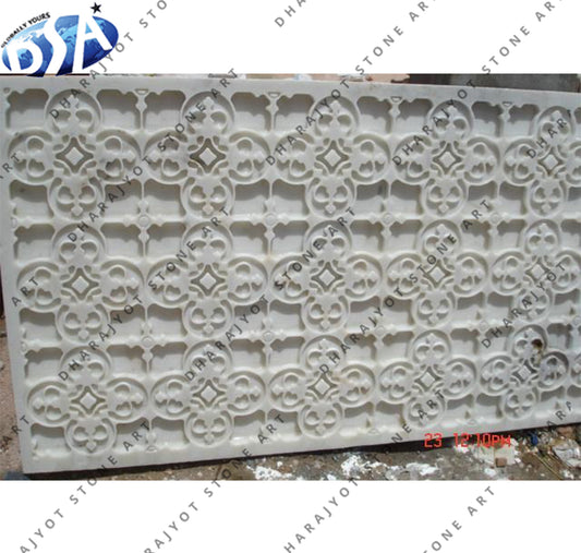 Traditional Mughal-Style Floral Jali Stone Wall Mural