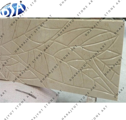 Handcrafted Natural Stone Leaf Pattern Wall Panel