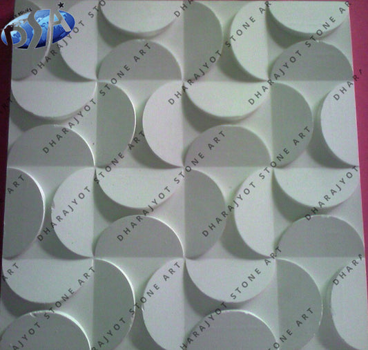 Handcrafted Geometric 3D Stone Mural Wall Panel